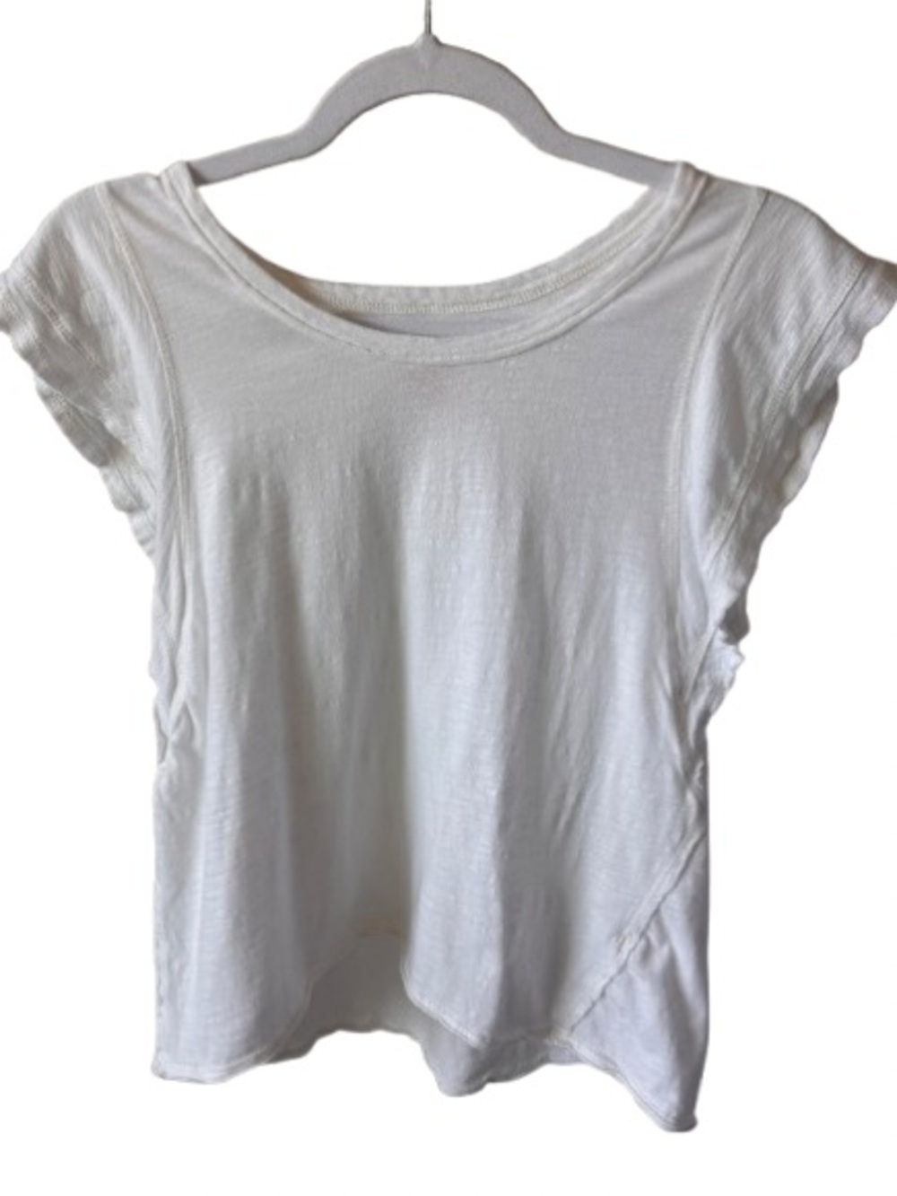 Anthropology Daily Practice Cream 100% Cotton Flutter Sleeve Tee Size XS